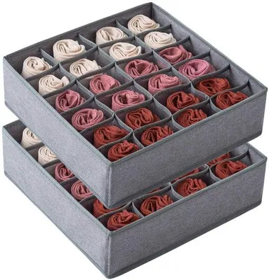 Produktbild von Socken-Organizer, 24 Fächer, aufklappbar, Unterwäsche-Box, 48 Fächer