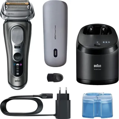 Obrázek produktu pro Braun Series 9 Pro+ 9675cc, Planžetový holicí strojek, Šedá, Stříbrná, Nerezová ocel, Knoflíky, LED, Napájení/baterie