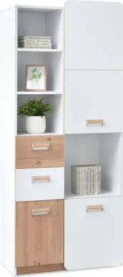 Produktbild von JOHELY Regal mit Schubladen - Weiß / Eiche