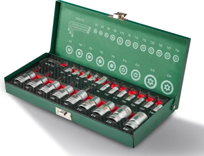 Produktbild von Parkside TX-Bit-Steckschlüsselsatz 24-teilig Nusssatz Torx in Metallbox
