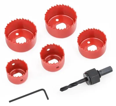Produktbild von Lochsäge Set 7-teilig Ø 32-54mm mit Zentrierbohrer für Holz, Metall, Kunststoff
