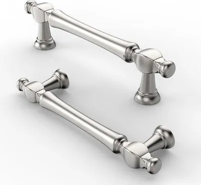 Image de FURNIWARE 10 poignées de meubles, nickel satiné brossé, poignée de meuble, 96 mm, distance entre les trous de perçage, poignées de tiroirs, pour portes, cuisines, caisses, commodes, armoires