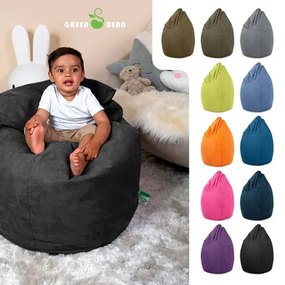 Produktbild von Green Bean® Sitzsack mit Rückenlehne "Drop" 60x60x90cm - Indoor Sitzkissen 220L EPS Perlen Füllung - Schwarz