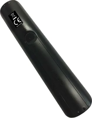 A black Samsung TV remote control shown diagonally against a white background.