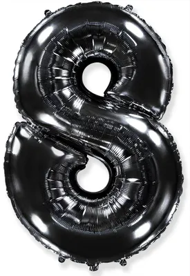 Zdjęcie produktu dla Balon foliowy cyfra 8 - czarny - 102 cm