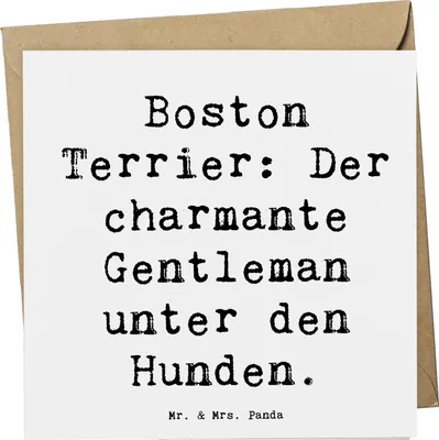 Produktbild von Mr. & Mrs. Panda Klappkarte Spruch Boston Terrier Gentleman - Weiß - Geschenk, Glückwunschkarte, liebenswerter Hund, anlasskarte, Hundespruch, doppelkarte, Hunderasse
