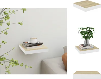 Zdjęcie produktu dla vidaXL Półka pływająca dębowa i biała 23x23,5x3,8 cm MDF - Półki ścienne