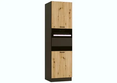 Produktbild von Küche Hochschrank - 60 x 213,3 cm - Eiche Artisan und Graphit - Unterschrank für den Backofen - Höhenverstellbar