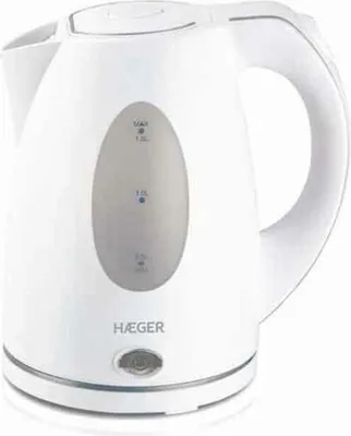 Obrázok produktu pre Haeger EK-15W.026A, 1,5 L, 2200 W, Biela, Indikátor úrovne vody, Zabezpečenie proti prehriatiu, Bezšnúrový