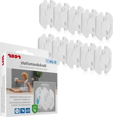 Image de Protections de prises pour enfants, blanches, lot de 10 pièces, à coller