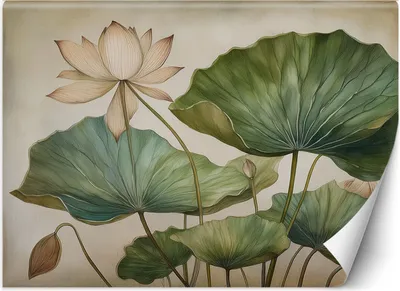 Immagine prodotto di Murale XXL foglie di giglio pianta carta da parati per pareti 450x315 cm colore Verde tema Natura e botanica