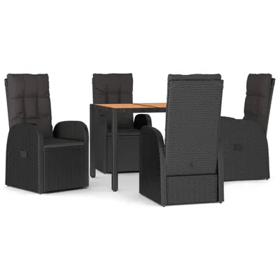 Produktbild von vidaXL 5-tlg. Garten-Essgruppe mit Kissen Schwarz Poly Rattan