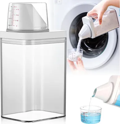 Produktbild von Luftdichter Waschmittelspender Mit Messbecher,1100ml Mehrzweck Waschmittelbox für Pulver,Flüssigwaschmittelbehälter Aufbewahrungseimer für Waschpulver Getreide