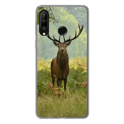Produktbild von MuchoWow® Handyhülle Schutzhülle Hülle für Huawei P30 Lite Rothirsch - Natur - Grün Silikon Softcase Handy Hülle - Handyhülle