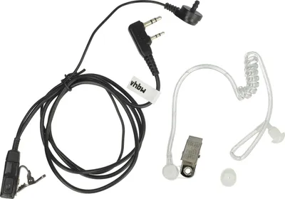 Produktbild von vhbw Headset kompatibel mit Kenwood TK-2101, TK-2118, TK-2102L, TK2102L, TK-2102, TK-2100, TK-2107 Funkgerät - schwarz, Transparenter Akustikschlauch