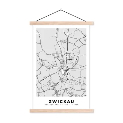 Produktbild von MuchoWow® Textilposter Deutschland - Karte - Zwickau - Stadtplan 40x60 cm mit holzfarbenen Rahmen - Poster