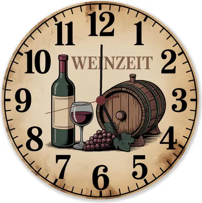 Produktbild von Weinflasche und Weinglas Wanduhr aus Alu WEINZEIT