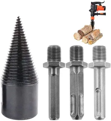 Produktbild von Famanu Holzspalter Schraubenkegel - 32 mm Splittkegel mit 3 Bohrgriffen - Holzspalter Bohrer