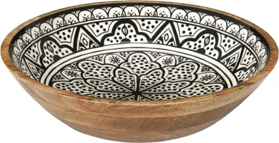 Produktbild von Salatschussel - Obstschale/obstkorb - Mangoholz - D33 x H8 cm - braun/print