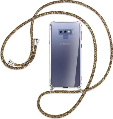 Produktbild von Handykette Backcover-Schutzhülle mit Band (Metall silberfarben) für Samsung Galaxy Note 9 - braun+beige