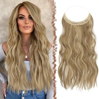 Obrázek produktu pro Prodlužování vlasů, vlnité, syntetické, 50 cm, světle hnědé a blond