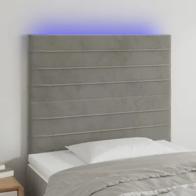 Produktbild von LED Kopfteil Hellgrau 90x5x118/128 cm Samt