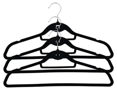 Image de Lot de 3 cintres antidérapants pivotant sur 360º Housse en velours Pantalons Cravates Ceintures