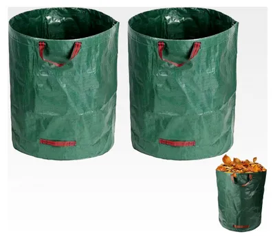 Produktbild von 2 x 272L Gartenabfallsack, Laubsack für Rasenschnitt und Grünschnitt, faltbar und stabil aus robustem Polypropylen