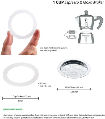 Produktbild von Ersatz Silikon Dichtungsring Sieb Espresso Kocher mit 1 2 3 6 Tasse