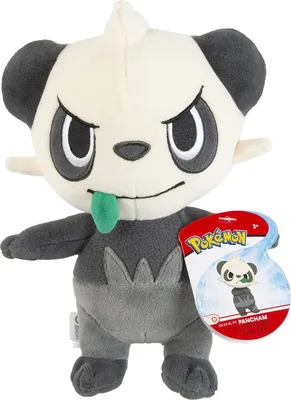 A plush toy of the Pokemon character Pancham is shown against a white background.