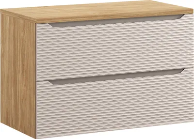 Zdjęcie produktu dla Szafka Łazienkowa 90 Cm Z Blatem – Dąb Olejowany + Frez Beżowy