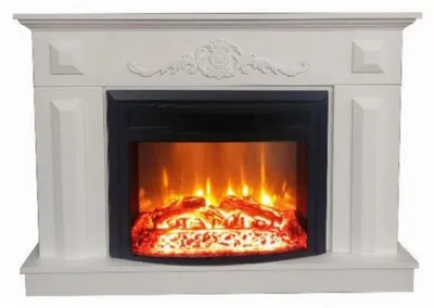 Image de Casa Padrino Baroque Cheminée électrique Blanc / Noir 125 x 35 x H. 88 cm - Salon Déco Cheminée avec télécommande - Meubles de salon de style baroque - Meubles baroques - Baroque Cheminées électriques