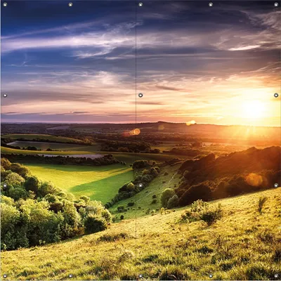 Produktbild von Wallario Outdoor-Poster für Garten oder Balkon, Motiv Farbenfroher Sonnenuntergang in England, in ca. 180 x 180 cm