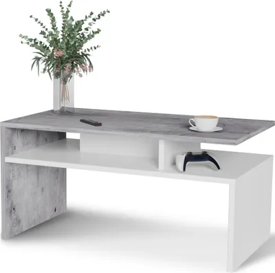Produktbild von Meble Pitus Couchtisch ST4 90x50 cm rechteckig – Weiß/Beton
