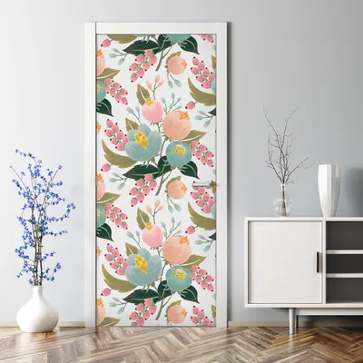 Produktbild von Dekorative Türaufkleber Aaufkleber selbstklebend Klebefolie Türtapete Vintage Blumen 77 x 200 cm