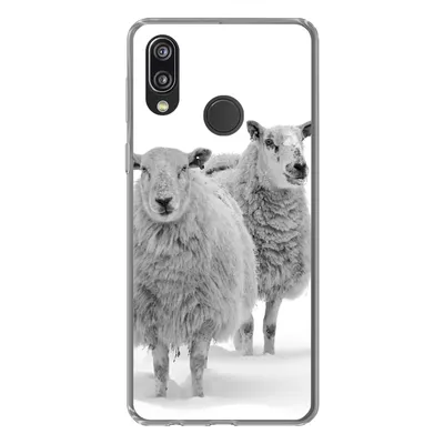 Produktbild von MuchoWow® Handyhülle Schutzhülle Hülle für Huawei P20 Lite (2020) Schafe - Schnee - Weiß Silikon Softcase Handy Hülle - Kartenhalter