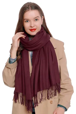 Productafbeelding van Damen sjaal, effen, zacht, 185 x 65 cm, bordeauxrood