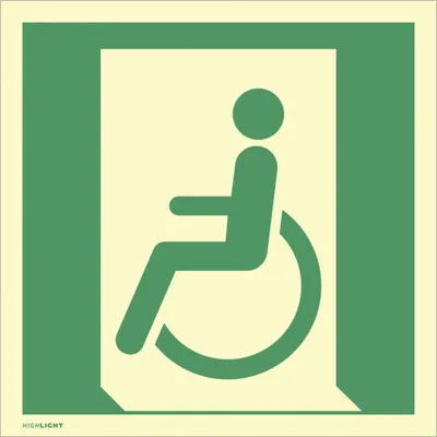 Produktbild von Dreifke® Schild Notausgang für gehbeeinträchtigte Personen links, Alu, nachl....