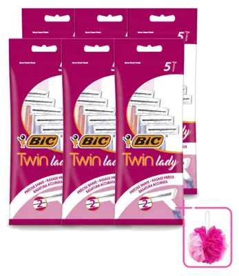 Produktbild von 6 x Bic Twin Lady Einwegrasierer mit Doppelklinge - Sparpackung - 6 Stücke