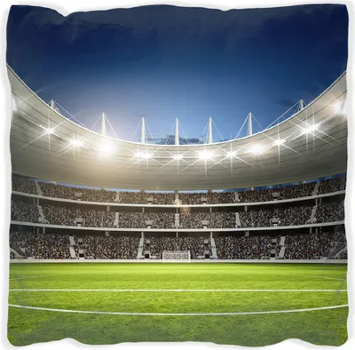 Produktbild von Wallario Premium Kissen, weiche Oberfläche, mit Motiv Fußballstadion Mittellinie, Größe: 40 x 40 cm, mit weißer Rückseite