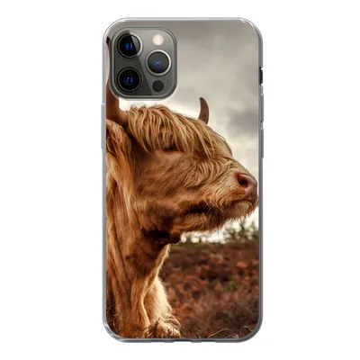 Produktbild von MuchoWow® Handyhülle Schutzhülle Hülle für iPhone 12 Pro Scottish Highlander - Strauch - Heidekraut Silikon Softcase Handy Hülle - Abdeckung