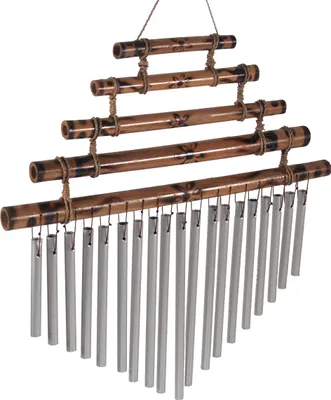 Produktbild von Aluminium Klangspiel, Exotisches Windspiel mit Bambus - Variante 5, Silber-Farben, Aluminium,Bambus, 35*30*2 cm, Windspiele & Klangspiele