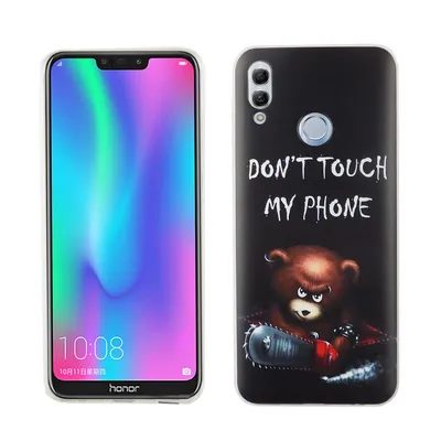 Image de Coque de protection pour téléphone Huawei P Smart 2019, design König, avec l'inscription "Ne touchez pas mon téléphone" et une illustration d'un ours