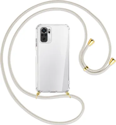 Produktbild von Handykette Backcover-Schutzhülle mit Band (Metall goldfarben) für Xiaomi Redmi Note 10 4G - broken white