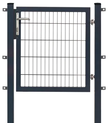 Produktbild von Floraworld Einzeltor Premium Doppelstabmatte 100 x 100 cm anthrazit inkl. Pfosten