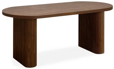 Image de MENZZO Table ovale Burundi avec pieds design style colonnes Bois Noyer