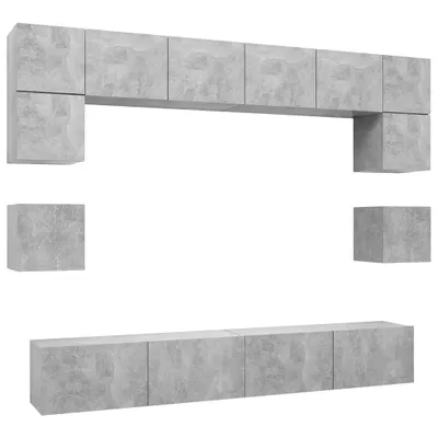 Produktbild von vidaXL 8-tlg. TV-Schrank-Set Betongrau Holzwerkstoff