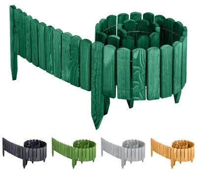Produktbild von Garronda Beeteinfassung Holz Rollzaun Gartenzaun imprägniert Flexibler Rollborder Rasenkante Palisade Umzäunung für Garten Länge: 200 cm GD-0046 (Smaragdgrün, Höhe 30 cm)