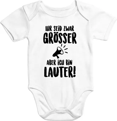 Produktbild von Kurzarm Baby Body Ich bin lauter  Baumwolle lustig Spruch Onesie Babybekleidung Moonworks® weiß 0-3 Monate