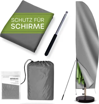Produktbild von SANZARO Sonnenschirm Schutzhülle mit Stab - 600D Oxford Stoff, Reißfestes RipStop-Gewebe, UV-Beständig, PVC Beschichtung, (40/80/50x280 cm)
